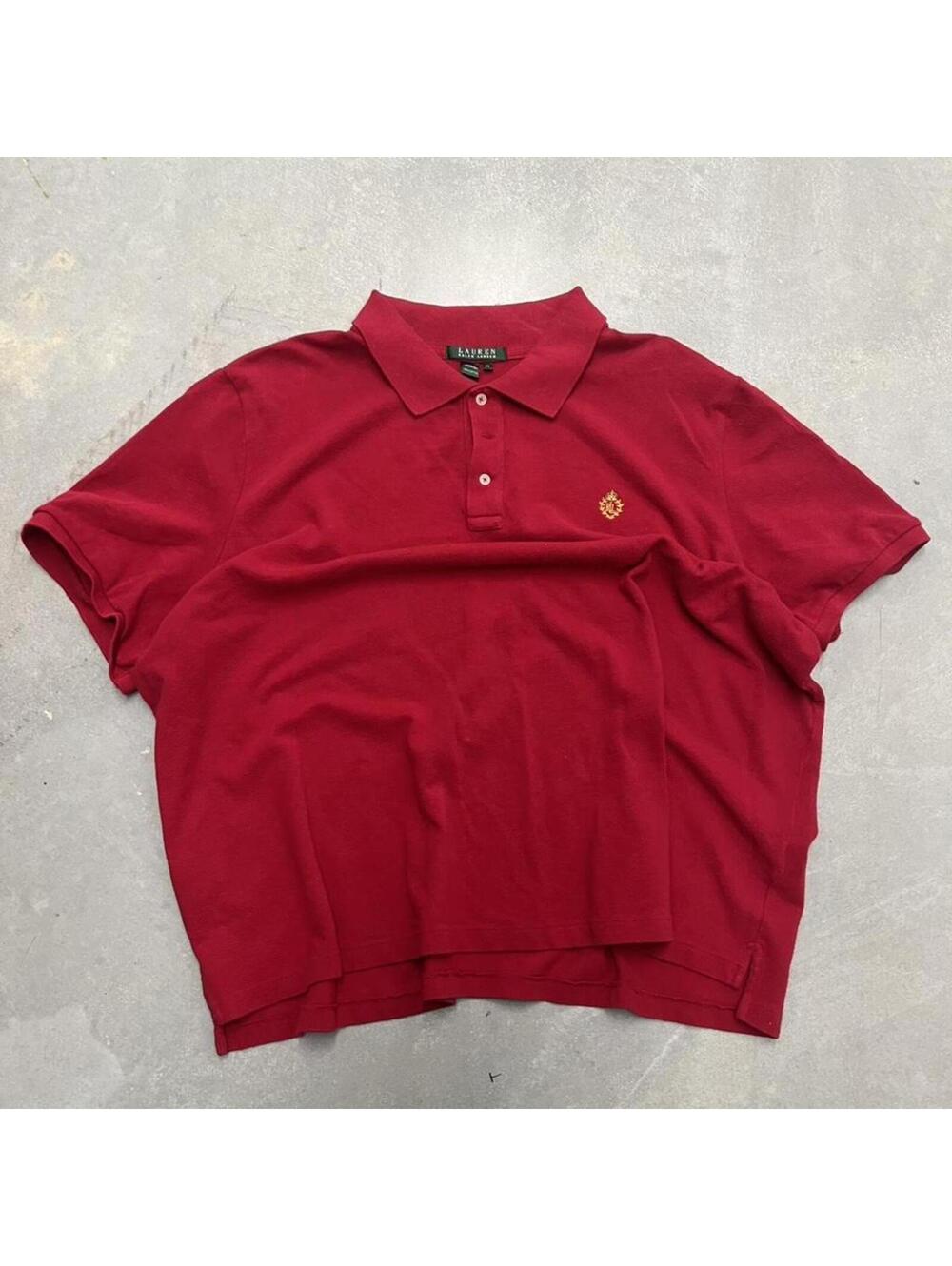 Lauren Ralph Lauren Red Crest Polo Shirt Women’s 3X Short Sleeve Cotton Top
